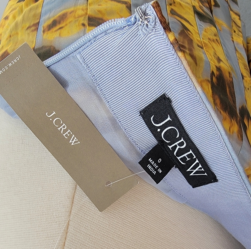 J.Crew Drapey Camisole Pleated Skirt Set Saffron Floral Size XS Preppy Academia - Picture 12 of 13